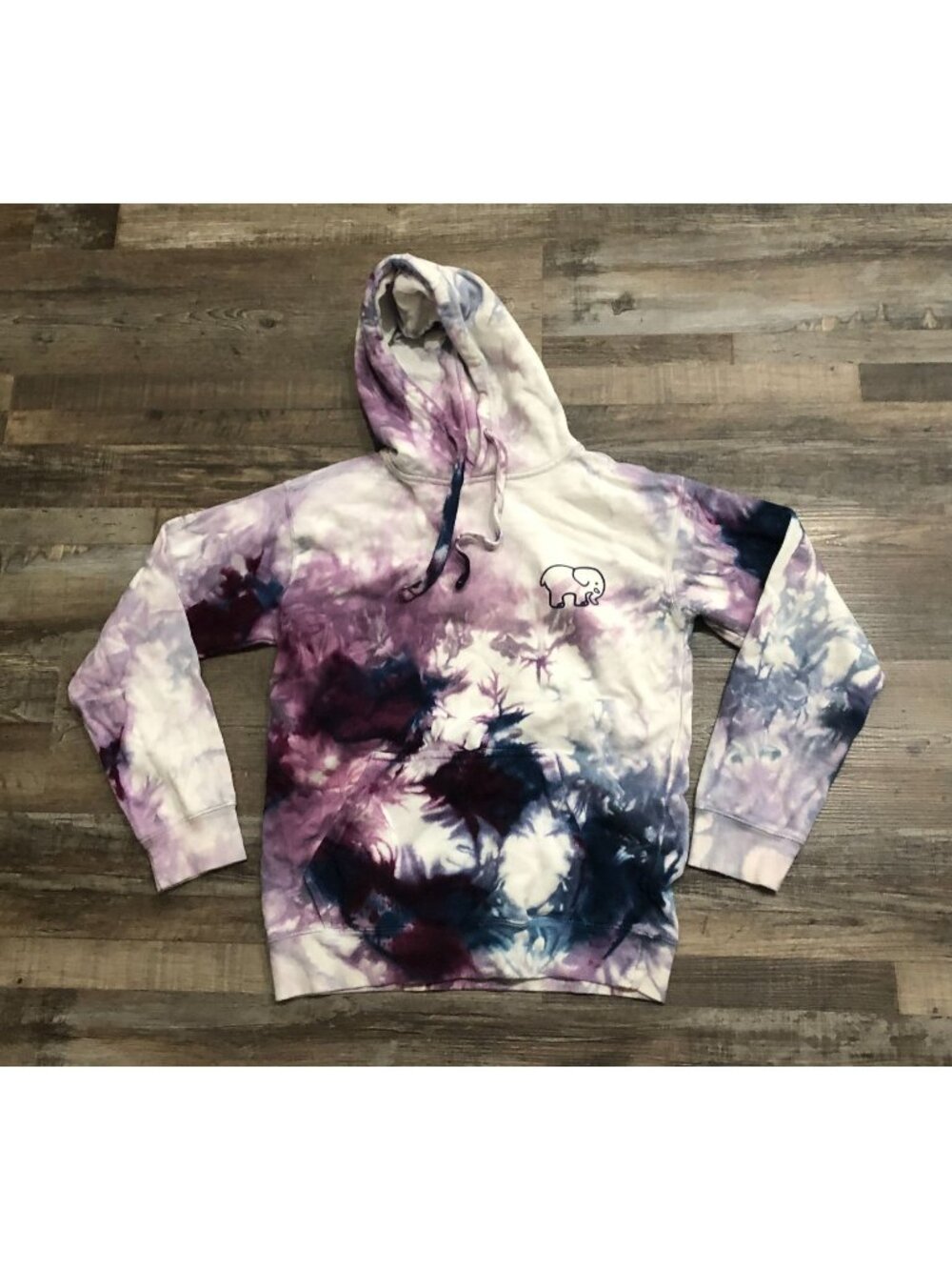 Ivory Ella Womens XS Purple & White Ice Tie Dye Hoodie Sweatshirt Pullover
